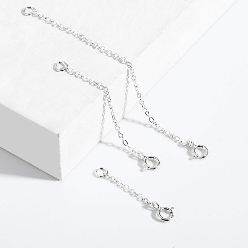 LANCHARMED 3 Pcs 925 Sterling Silver Necklace Extenders for Women Durable Strong Removable Necklace Bracelet Anklet Extension for Jewelry Making(1 2 3 Inch, Silver) - Image 5